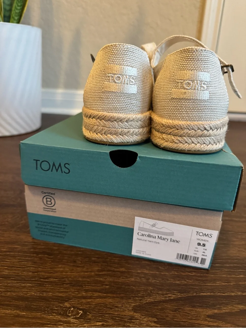 TOMS Natural Canvas Mary Jane Flats with Buckle
